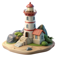 magnificent rustic Lighthouse on Coastline Scenic View Isolated authentic png