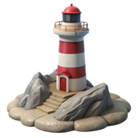 wonderful rustic Lighthouse on Rocky Coastline Coastal View Transparent Background high resolution png