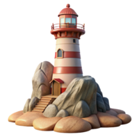 extraordinary abstract Lighthouse on Rocky Coast Isolated authentic png