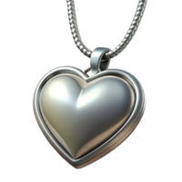 beautiful abstract Locket Silver Heart Shaped with Chain Isolated on Transparent Background high resolution png