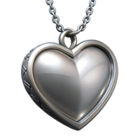 extraordinary modern Locket Silver Heart Shaped with Chain Isolated on Transparent Background authentic png