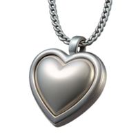 vibrant modern Locket Silver Heart Shaped with Chain Isolated on Transparent Background high resolution png