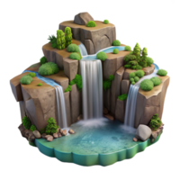 elegant abstract Low Angle Drone Shot of Waterfall Cutout 4K png