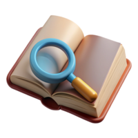 magnificent rustic Magnifying Glass Over Open Book Isolated authentic png