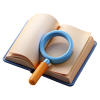 elegant minimalist Magnifying Glass Over Open Book Isolated authentic png