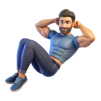 extraordinary vintage Man Doing Crunches Front View Transparent Background premium png