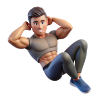 beautiful abstract Man Doing Crunches Front View Transparent Background high resolution png