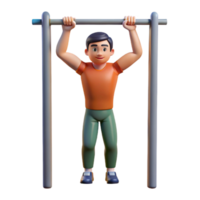 extraordinary artistic Man Doing Pull Ups Front View Isolated Cutout 4K png