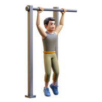 beautiful rustic Man Doing Pull Ups Front View Isolated Cutout authentic png
