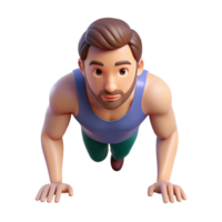 elegant creative Man Doing Pushups Front View Isolated exclusive png