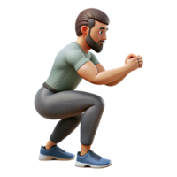 dramatic creative Man Doing Squats Side View Isolated Cutout authentic png