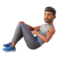 dramatic artistic Man Doing Sit Ups Side View with Transparent Background high quality png