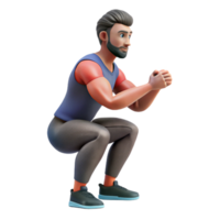 elegant artistic Man Doing Squats Side View Isolated Cutout 4K png