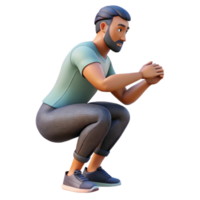 impressive artistic Man Doing Squats Side View Isolated Cutout high resolution png