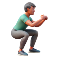 wonderful rustic Man Doing Squats Side View Isolated Cutout original png