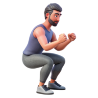 extraordinary minimalist Man Doing Squats Side View Isolated Cutout authentic png