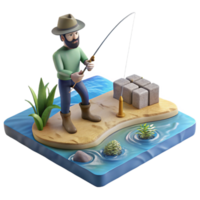 wonderful modern Man Fishing in Lake From Shore Cutout authentic png