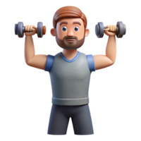 dramatic rustic Man Lifting Dumbbells Overhead Front View Cutout Transparent Background genuine png