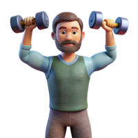 stunning rustic Man Lifting Dumbbells Overhead Front View Cutout Transparent Background detailed png