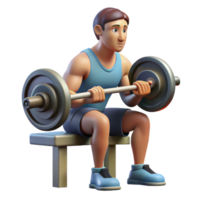 serene minimalist Man Lifting Weights Bench Press Side View Isolated high resolution png