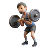 serene contemporary Man Lifting Weights Side View Isolated authentic png