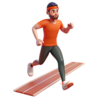 dramatic modern Man Running on Track Transparent Background high resolution png