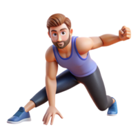 elegant abstract Man Stretching After Workout Transparent Background premium png