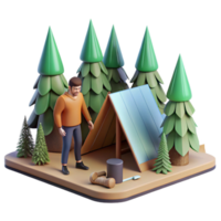 extraordinary classic Man Setting Up Tent in Forest Isolated high resolution png