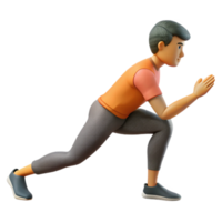 serene rustic Man Stretching Hamstring Side View Transparent Background authentic png