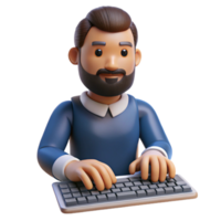 magnificent artistic Man Typing on Keyboard Close Up Isolated Element premium png