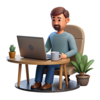 magnificent creative Man Using Laptop in Modern Office Isolated original png