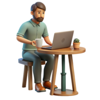 stunning abstract Man Working on Laptop in Cafe Isolated original png