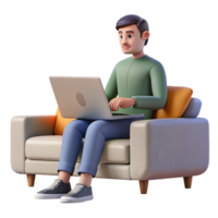 extraordinary abstract Man Working on Laptop in Cafe Isolated high resolution png