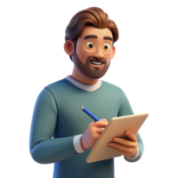 vibrant artistic Man Writing Notes in a Notebook Cutout high resolution png