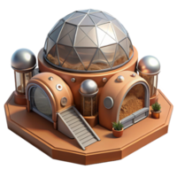 magnificent rustic Mars Colony Habitat with Dome Transparent Background original png