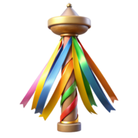 extraordinary vintage Maypole with Ribbons Colorful Spring Festival Isolated Element premium png