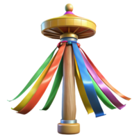 impressive traditional Maypole with Ribbons Colorful Spring Festival Isolated Element authentic png