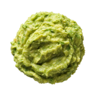 Top view of fresh guacamole isolated on a transparent background, perfect for dipping or spreading on various dishes, guacamole top view isolated on transparent background png