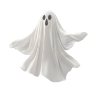 A whimsical flying ghost in a transparent sheet, perfect for Halloween festivities or spooky decorations, flying halloween ghost in a transparent sheet, file of isolated object on transparent png