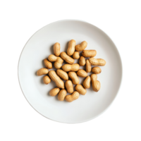 Freshly harvested peanuts arranged neatly on a transparent plate against a clean transparent background, peanut in plate on transparent background png