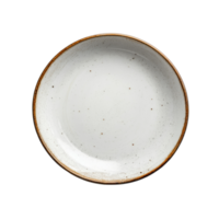 A minimalist top view of a rustic transparent plate with a brown rim isolated on a transparent background, top view plate on transparent background png