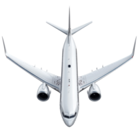 Aerial view of a conventional airplane against a clean transparent background, showcasing its sleek design and structure, typical airplane isolated on transparent background png