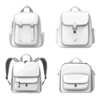 Stylish transparent school backpack collection shown from the front on a clean isolated background for educational use, School backpack. front view. transparent isolated on solid transparent png