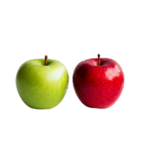 Fresh red and green apples placed on a clean transparent background showcasing their vibrant colors and textures, red and green apple on transparent background png