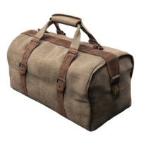 Classic travel bag with sturdy straps for stylish adventures, perfect for weekend getaways, classic fabric travel bag with straps, file of isolated object with shadow on transparent background png