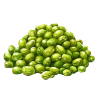 A pile of fresh, green mung beans isolated on a plain background showcasing their vibrant color and smooth texture, Pile of mung beans isolated Stock Illustration png