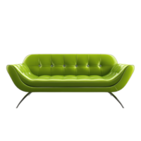 Stylish green sofa with modern design, isolated on a transparent background for versatile interior decor options, green sofa isolated on transparent png