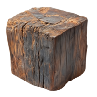 This old wood block, displaying extensive rot and texture, stands alone against a pristine transparent backdrop, old rotten wood block isolated on transparent background png