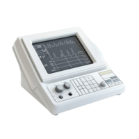 Portable cardiograph device on a clean transparent background for medical use and monitoring heart activity, Cardiograph device isolated on transparent background png