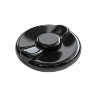 A sleek black fidget spinner resting on a contrasting transparent background with smooth textures, Black fidget spinner. 3D render, isolated on transparent background png